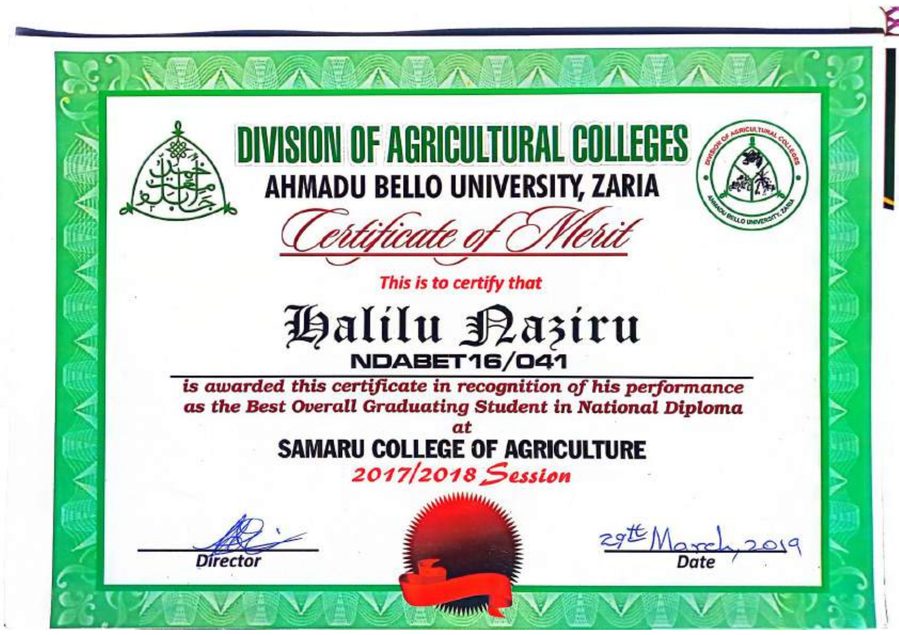 Best Overall Graduating Student, National Diploma
