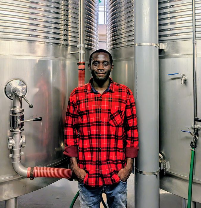 Inside the wine fermentation tank hall, 2026