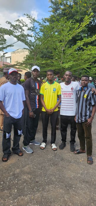 With friends, football jerseys, outdoor gathering, 2024